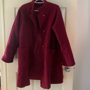 Dark red wool pea coat